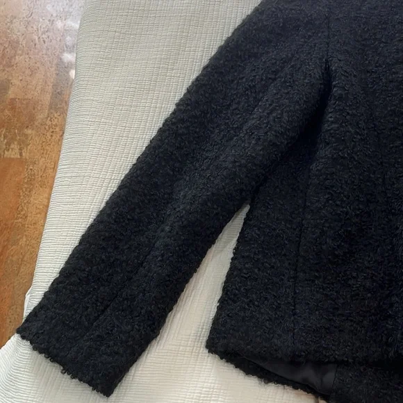 Eileen Fisher Black Curly Alpaca Moto Jacket Small